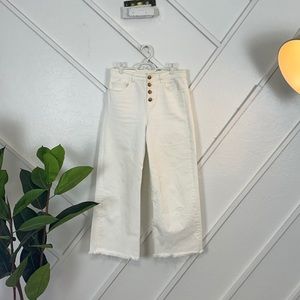 LOFT White High Waisted Flare Ankle Jeans